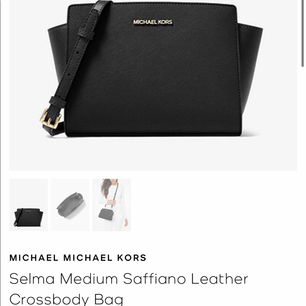 Michael Kors Medium Selma Black Saffiano Crossbody